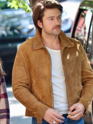 Brandon Sklenar It Ends With Us 2024 Atlas Corrigan Brown Suede Leather Jacket
