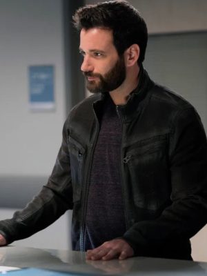 Colin Donnell Chicago Med Dr. Connor Rhodes Black Leather Jacket