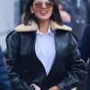 Eiza González Black Leather Jacket