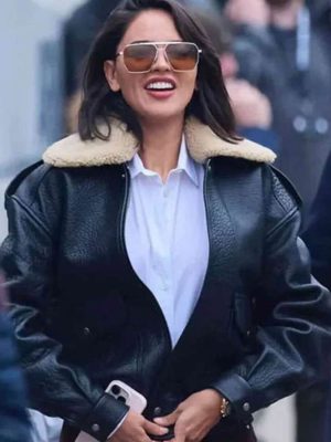 Eiza González Black Leather Jacket