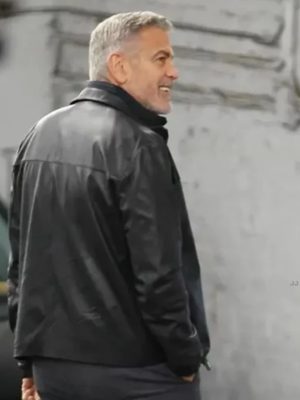 George Clooney Wolfs 2024 Black Leather Jacket