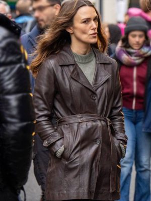 Keira Knightley Black Doves S01 Helen Brown Leather Coat