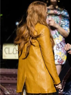 Blake Lively It Ends With Us 2024 Lily Mustard Yellow Leather Coat