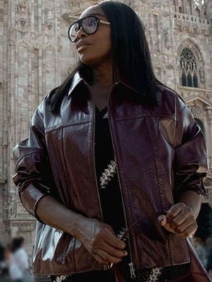Tennis Star Venus Williams Maroon Leather Jacket