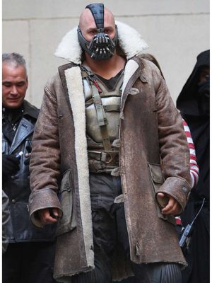 Tom Hardy The Dark Knight Rises Bane Distressed Brown Leather Long Coat