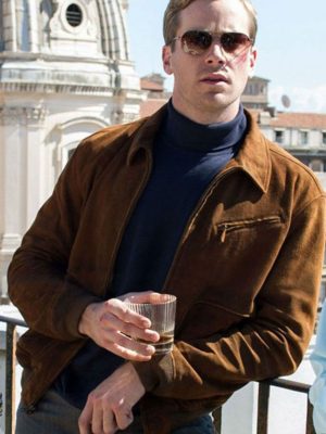 Armie Hammer The Man From Uncle Brown Suede Leather Jacket