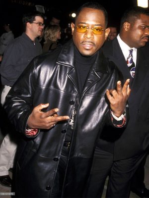 Martin Lawrence Black Leather Trench Coat