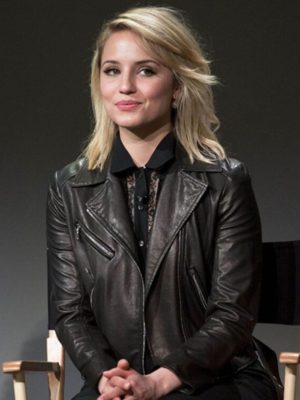 Dianna Agron Black Leather Jacket