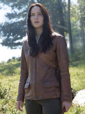 Jennifer Lawrence The Hunger Games Brown Leather Jacket