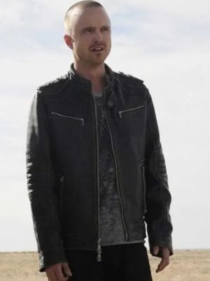 Jesse Pinkman Breaking Bad S05 Aaron Paul Black Leather Jacket