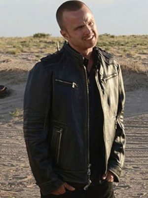 Jesse Pinkman Breaking Bad S05 Aaron Paul Black Leather Jacket