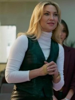 Kate Hudson Running Point Green Leather Vest