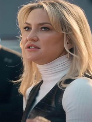 Kate Hudson Running Point Green Leather Vest