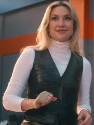 Kate Hudson Running Point Green Leather Vest
