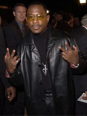 Martin Lawrence Black Leather Trench Coat