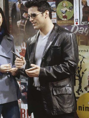Matt LeBlanc Friends S06 Black Leather Blazer