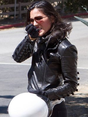 Olivia Munn Black Biker Leather Jacket