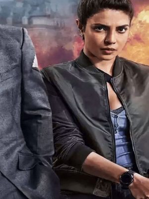 Priyanka Chopra Jonas Heads of State 2025 Black Bomber Jacket