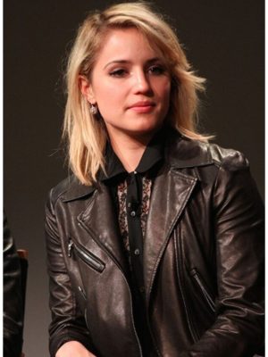Dianna Agron Black Leather Jacket