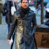 Dylan Mcdermott Double Breasted Black Leather Coat