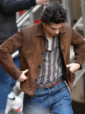 A Complete Unknown Timothée Chalamet Brown Suede Jacket
