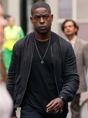 Sterling K. Brown Paradise 2025 Xavier Black Bomber Jacket