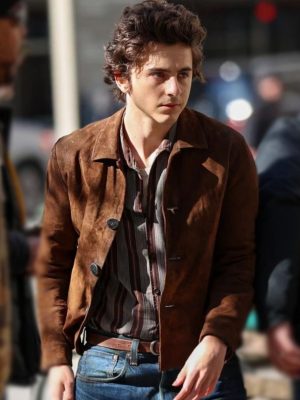 A Complete Unknown Timothée Chalamet Brown Suede Jacket