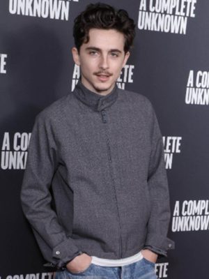 Timothée Chalamet A Complete Unknown Bob Dylan Grey Jacket