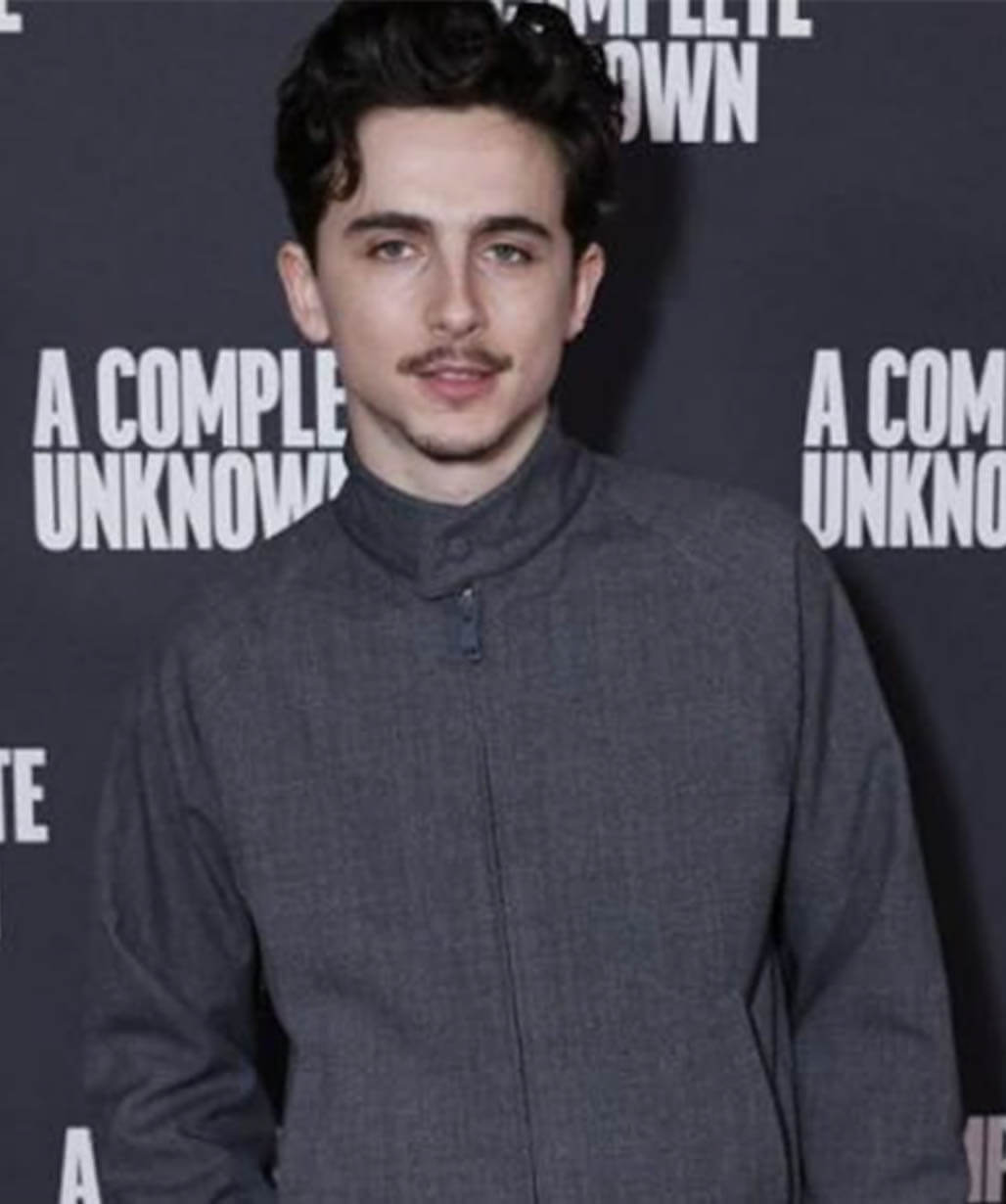 Timothée Chalamet A Complete Unknown Grey Jacket