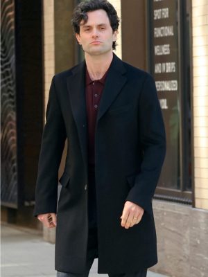 Penn Badgley You S05 Joe Goldberg Black Wool Coat
