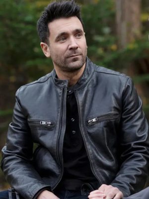 Andrew Mathews Sullivans Crossing Allan Hawco Black Leather Jacket