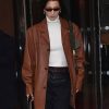 Bella Hadid Classic Brown Leather Jacket