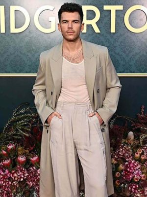 Bridgerton Premiere Luke Newton Long Coat