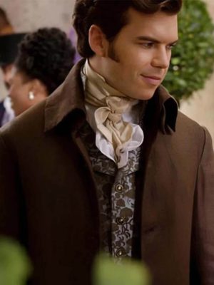 Bridgerton S03 Luke Newton Brown Cotton Coat