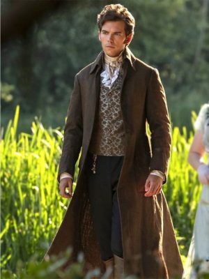 Bridgerton S03 Luke Newton Brown Long Coat