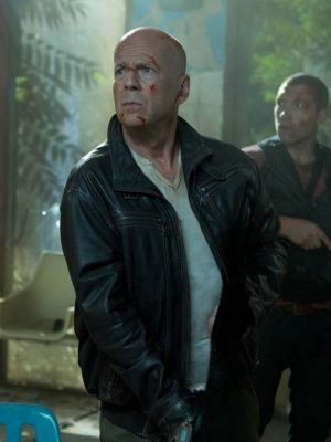 Bruce Willis A Good Day to Die Hard Black Leather Jacket