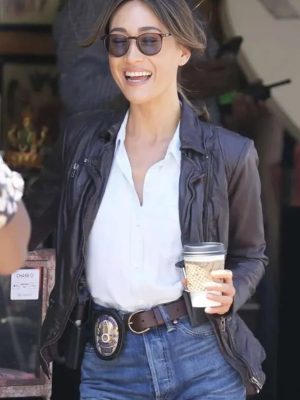 Renée Ballard S01 Maggie Q Black Leather Jacket