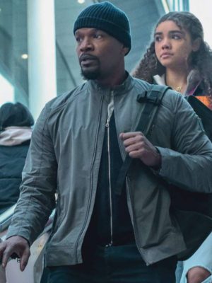 Jamie Foxx Back in Action 2025 Grey Bomber Jacket