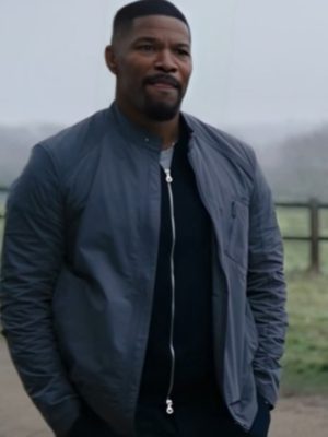 Jamie Foxx Back in Action 2025 Grey Bomber Jacket