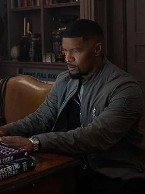 Jamie Foxx Back in Action 2025 Grey Bomber Jacket