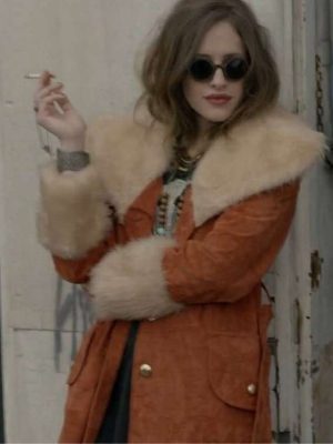 Darlene Mr. Robot Carly Chaikin Brown Suede Fur Collar Coat