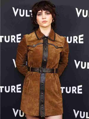 Natalie Yellowjackets Sophie Thatcher Brown Suede Leather Jacket Coat