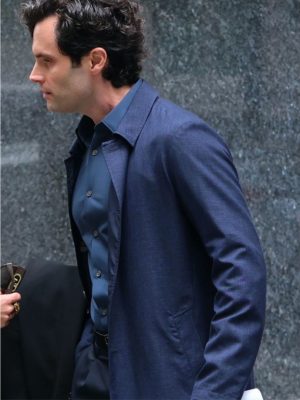 Penn Badgley You S05 Joe Goldberg Blue Cotton Coat