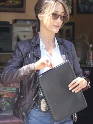 Renée Ballard S01 Maggie Q Black Leather Jacket