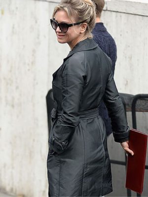 Renee Zellweger Black Leather Long Coat