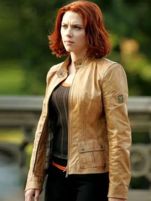 Scarlett Johansson The Avengers Natasha Tan-Brown Leather Jacket