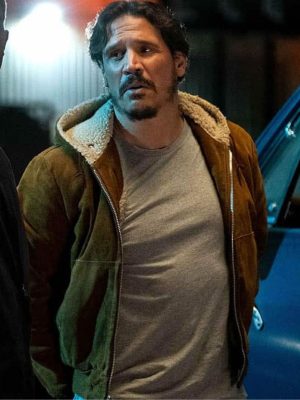 Sergio Peris-Mencheta Snowfall S06 Gustavo 'El oso' Zapata Brown Suede Leather Jacket