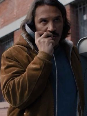 Sergio Peris-Mencheta Snowfall S06 Gustavo 'El oso' Zapata Brown Suede Leather Jacket