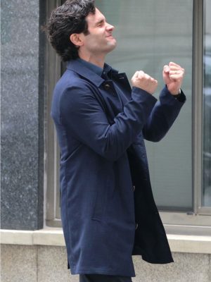Penn Badgley You S05 Joe Goldberg Blue Cotton Coat