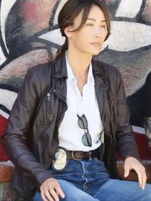 Renée Ballard S01 Maggie Q Black Leather Jacket